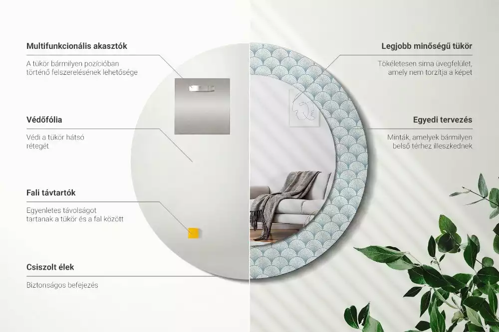 Oglindă rotundă imprimată Model retro vintage