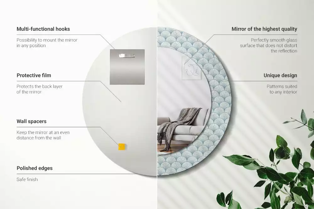 Oglindă rotundă imprimată Model retro vintage