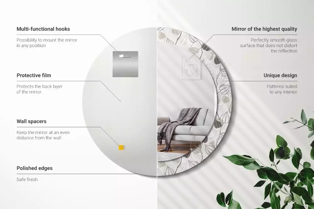 Oglindă rotundă ramă cu imprimeu Floral abstract