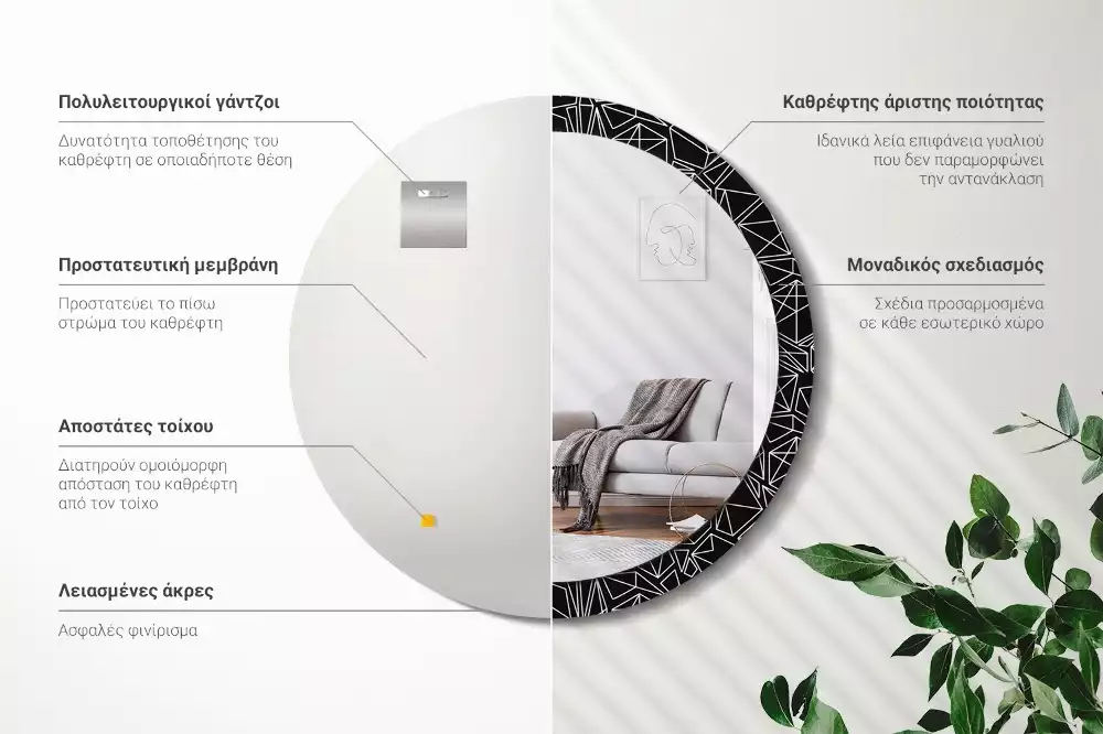 Oglindă cu decor rotundă Model geometric