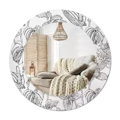Oglindă cu decor rotundă Model floral