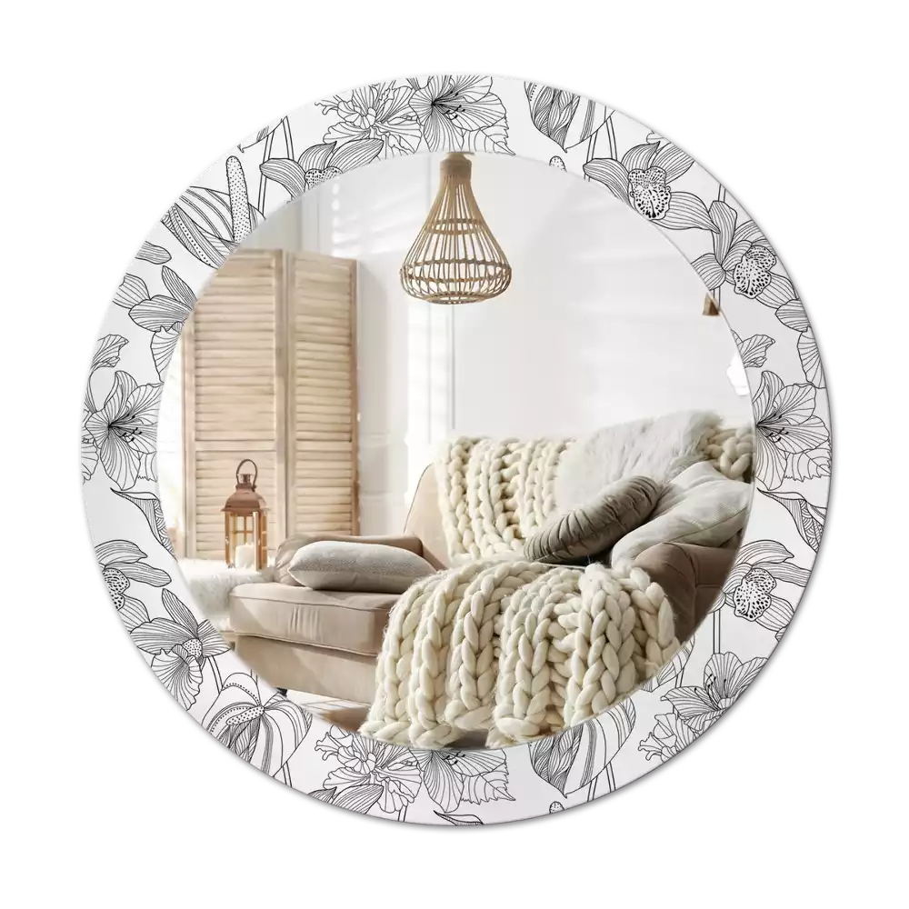 Oglindă cu decor rotundă Model floral