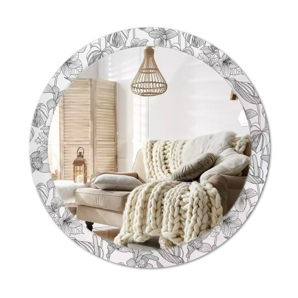 Oglindă cu decor rotundă Model floral