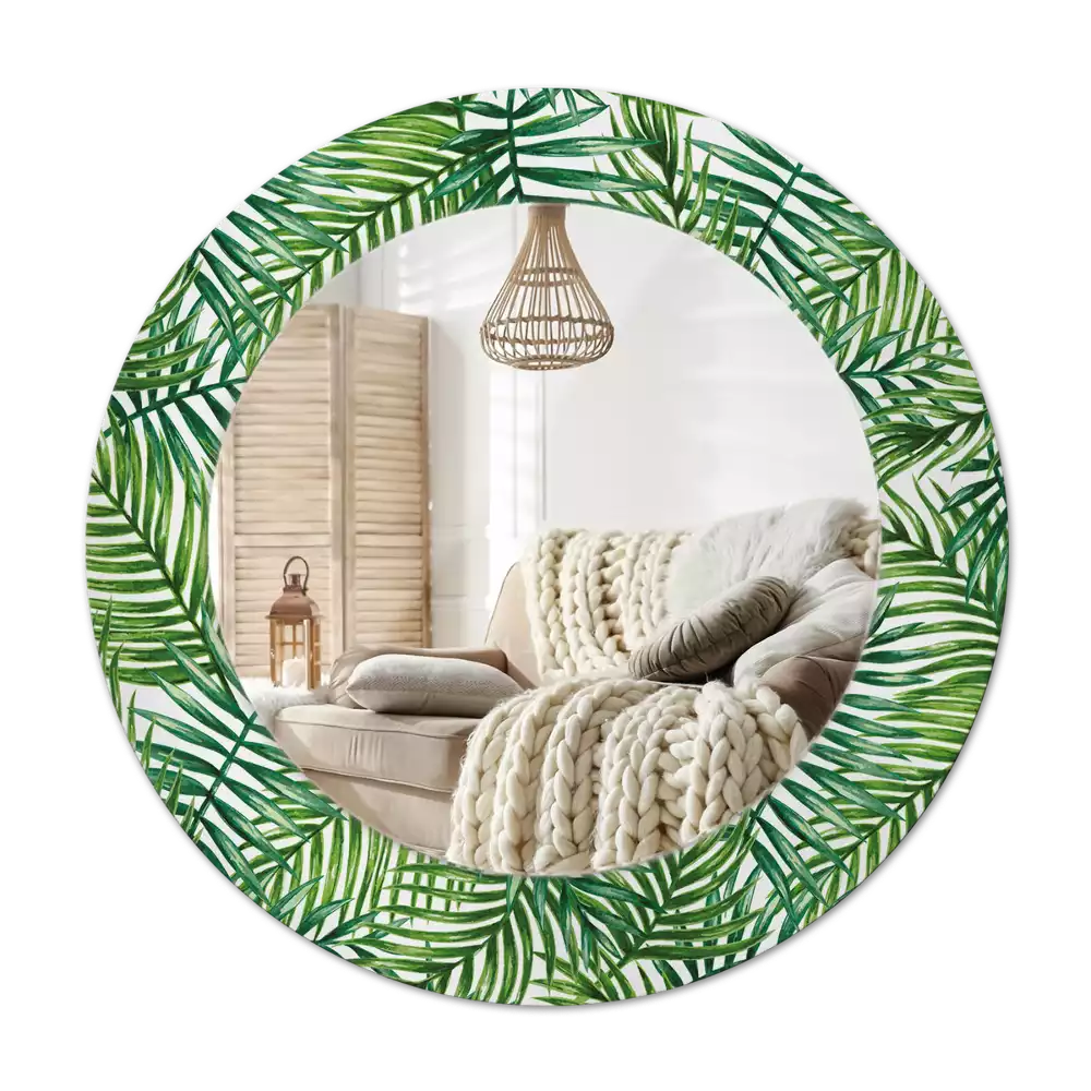 Oglindă rotundă imprimată Palmier tropical