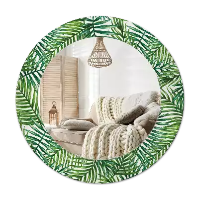 Oglindă rotundă imprimată Palmier tropical