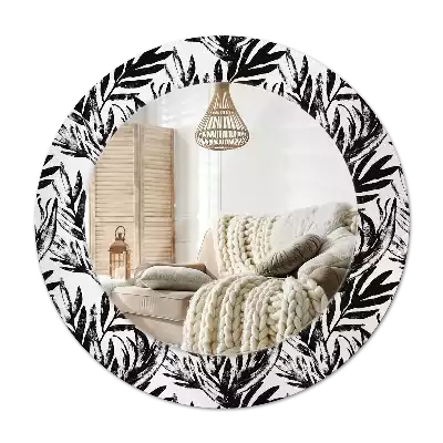 Oglindă rotundă ramă cu imprimeu Monstera