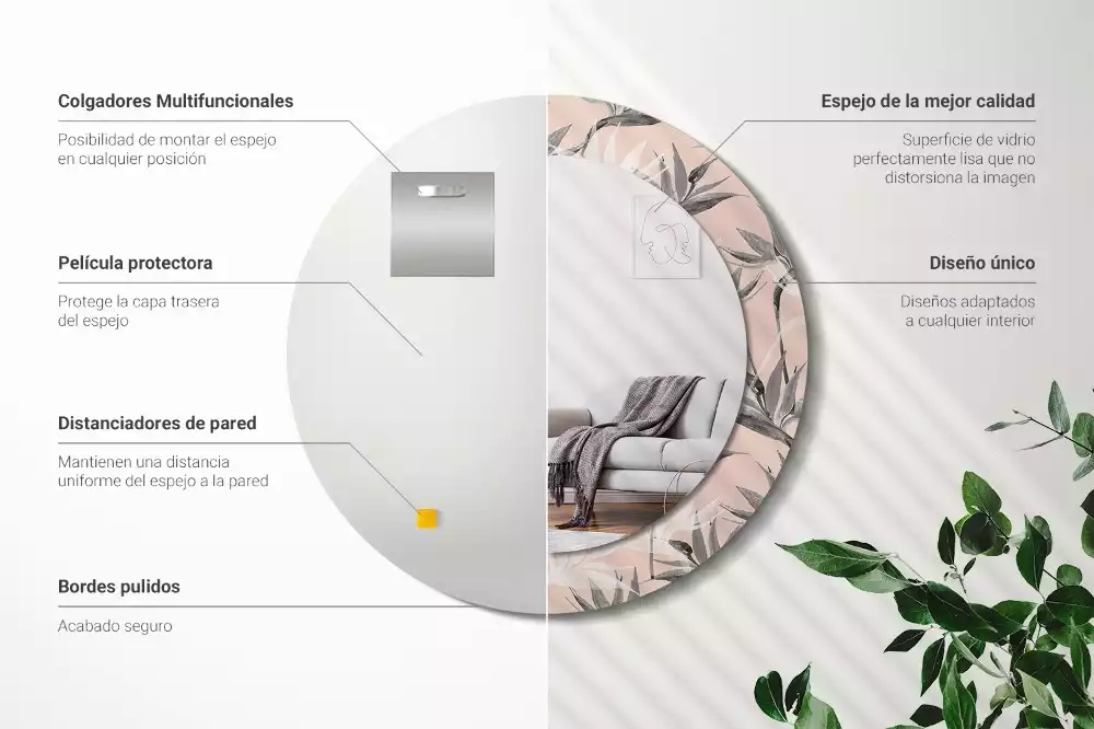 Oglindă rotundă imprimată Strelitzia