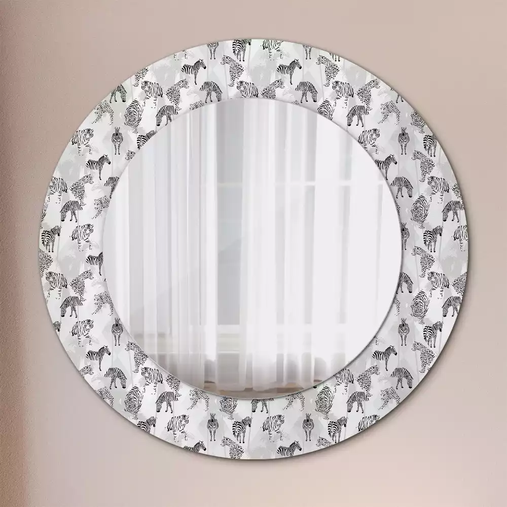 Oglindă rotundă imprimată Tigru tropical