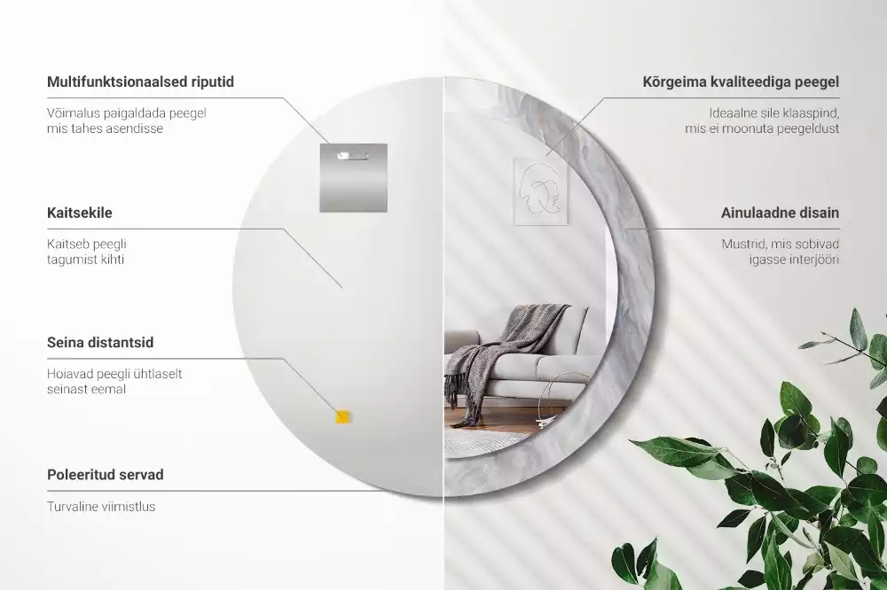 Oglindă cu decor rotundă Marmură abstractă