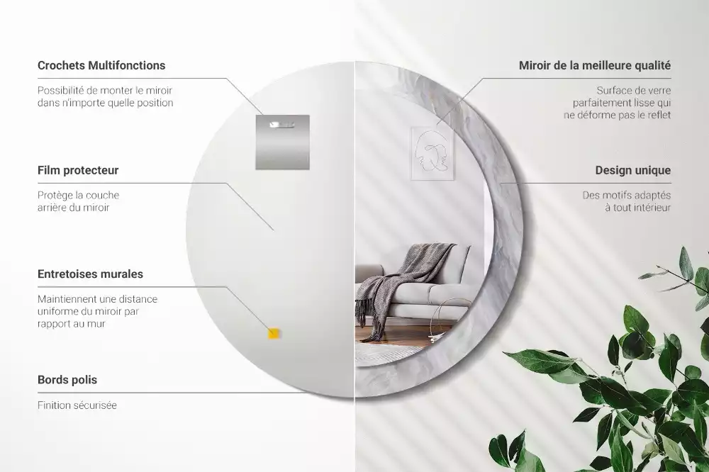 Oglindă cu decor rotundă Marmură abstractă