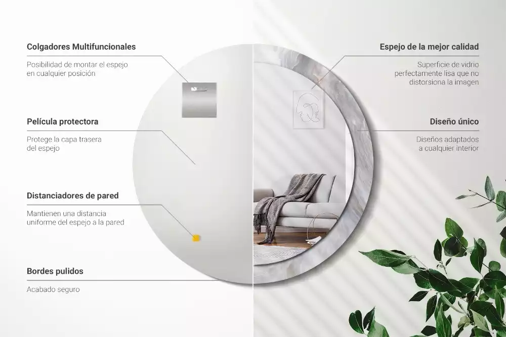 Oglindă cu decor rotundă Marmură abstractă