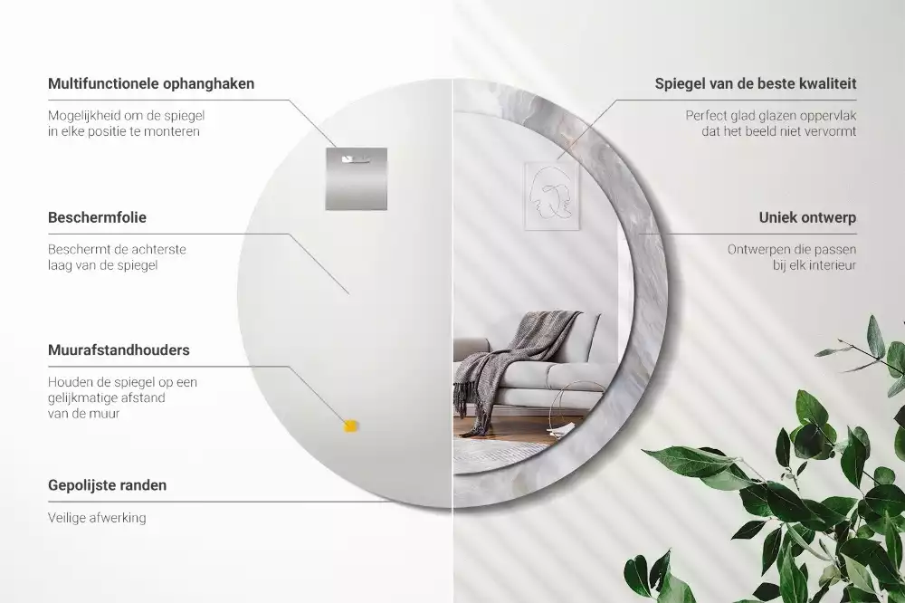 Oglindă cu decor rotundă Marmură abstractă