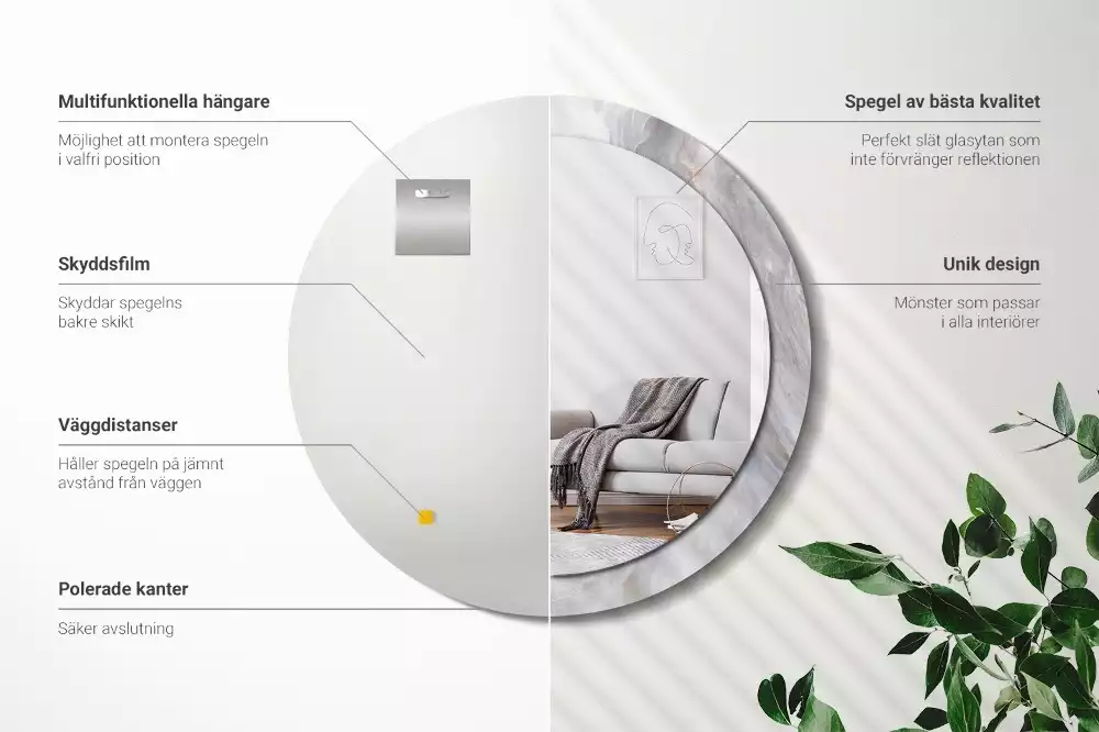 Oglindă cu decor rotundă Marmură abstractă