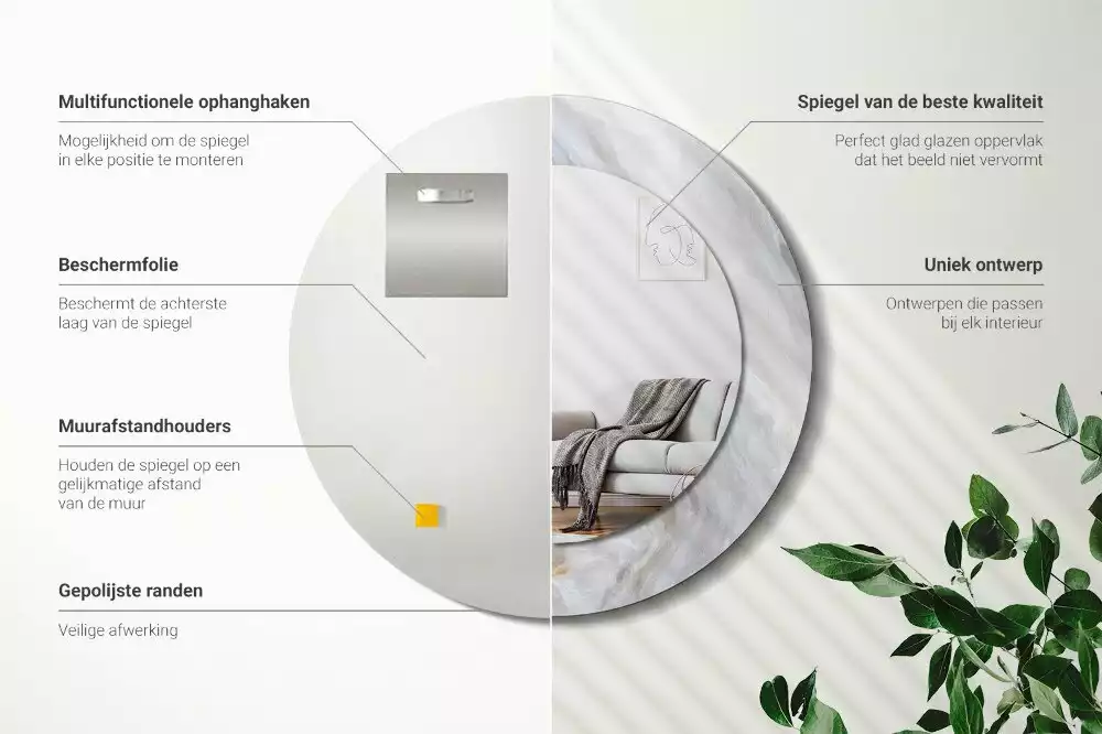 Oglindă cu decor rotundă Marmură abstractă