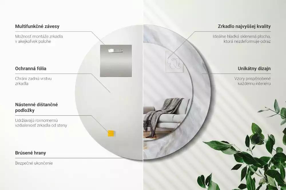 Oglindă cu decor rotundă Marmură abstractă