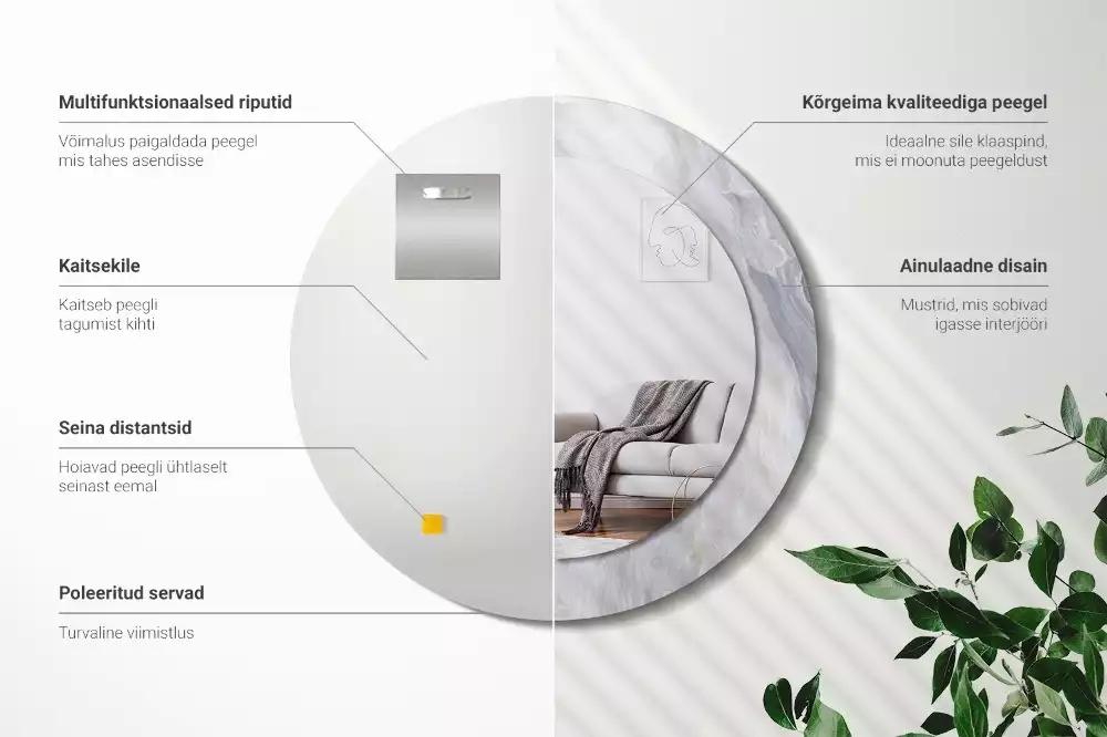 Oglindă cu decor rotundă Marmură abstractă