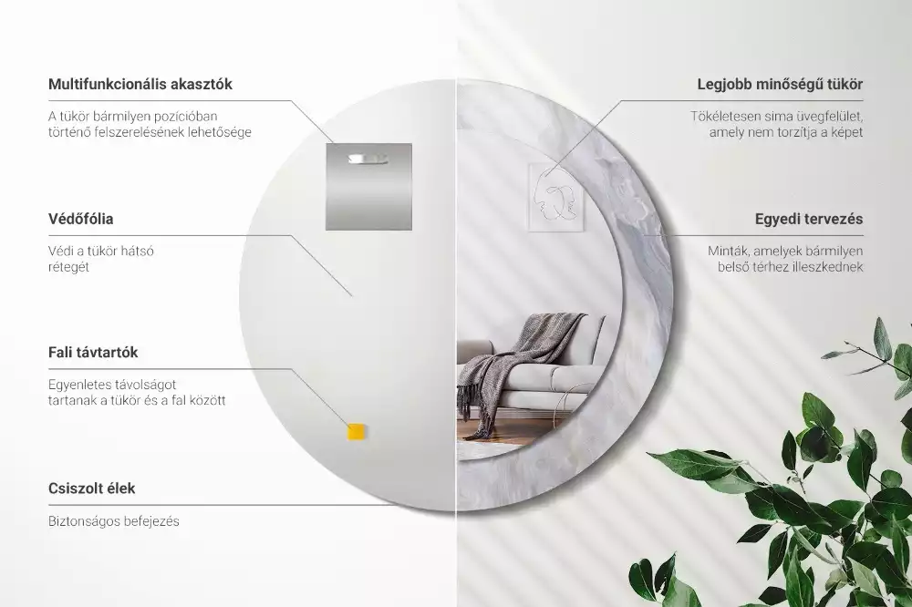 Oglindă cu decor rotundă Marmură abstractă