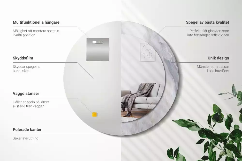 Oglindă cu decor rotundă Marmură abstractă