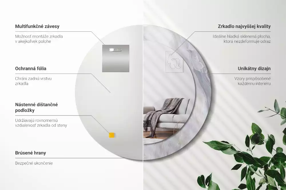 Oglindă cu decor rotundă Marmură abstractă