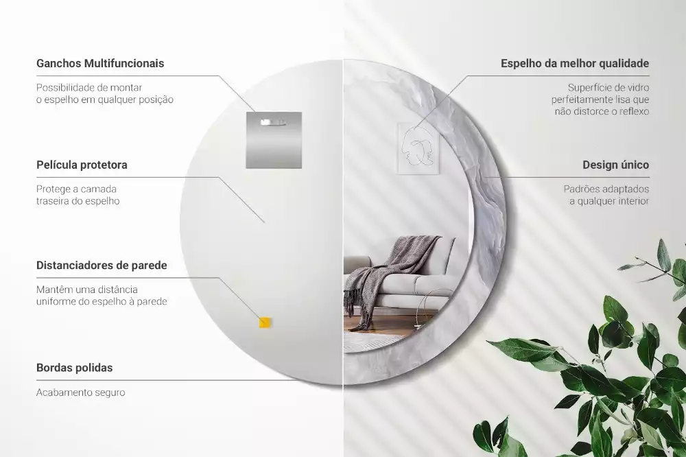 Oglindă cu decor rotundă Marmură abstractă