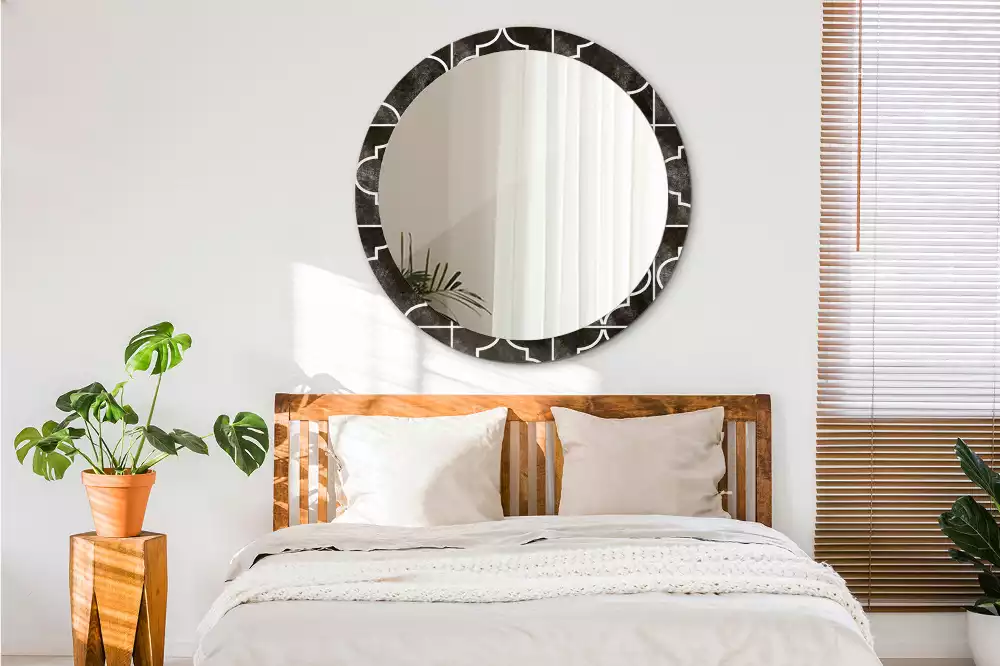 Oglindă rotundă ramă cu imprimeu Model antic