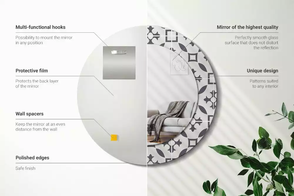 Oglindă cu decor rotundă Model plăci