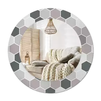 Oglindă rotundă imprimată Model hexagonal