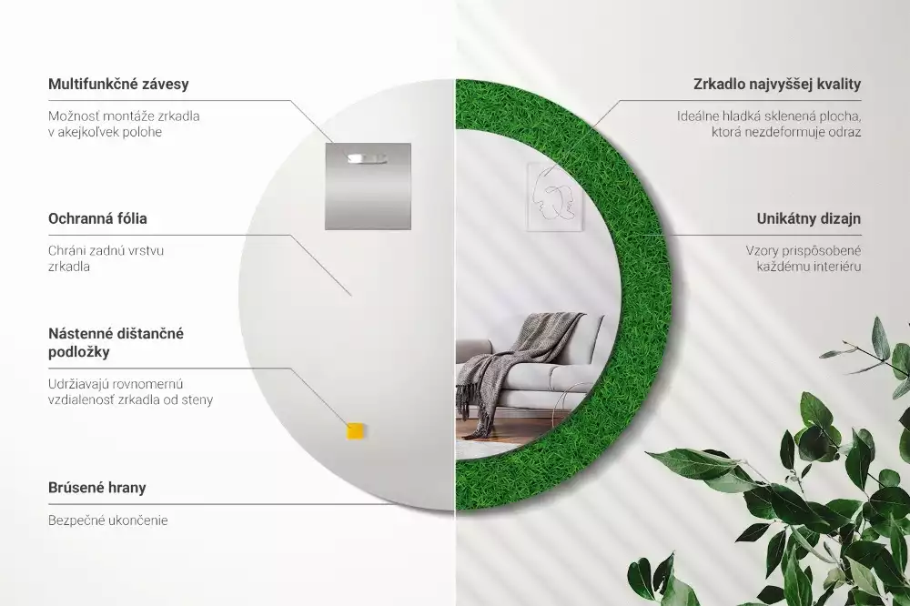 Oglindă cu decor rotundă Iarbă verde