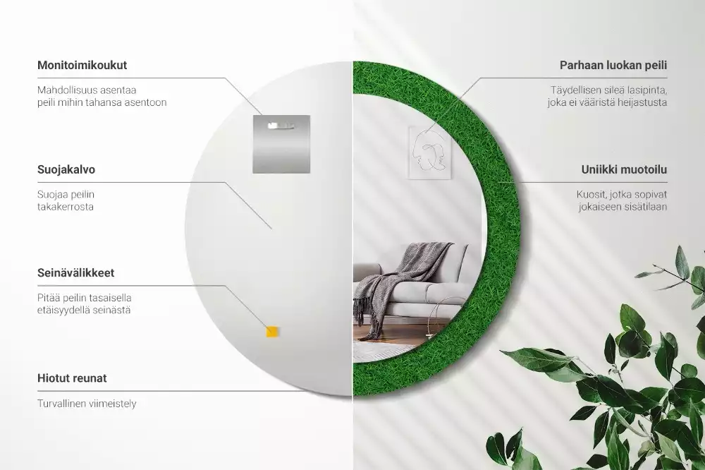 Oglindă cu decor rotundă Iarbă verde