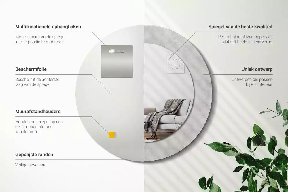 Oglindă rotundă imprimată Textură beton