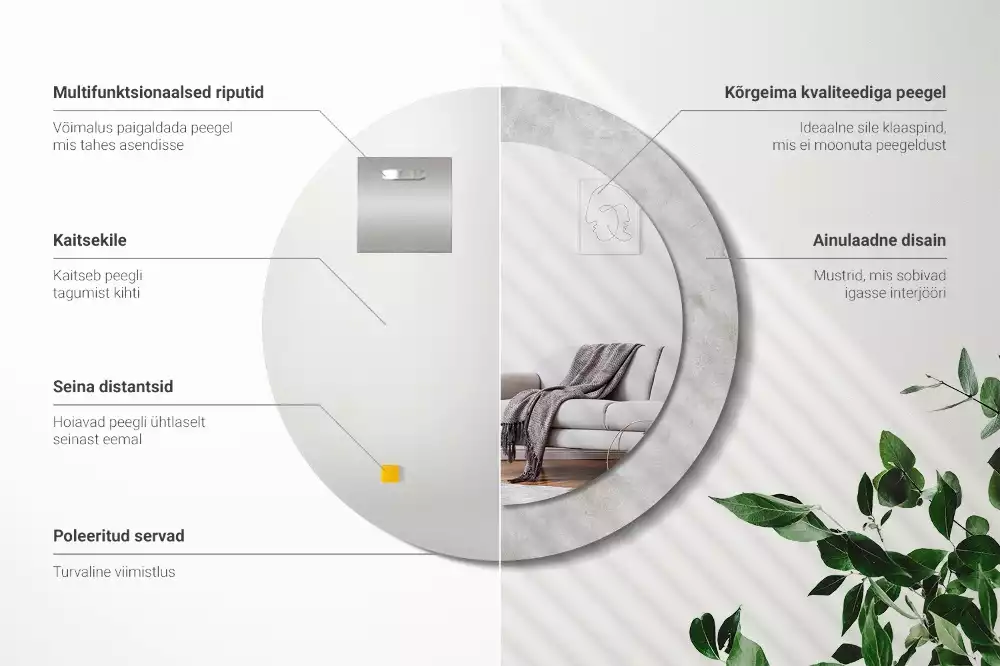 Oglindă rotundă imprimată Textură beton