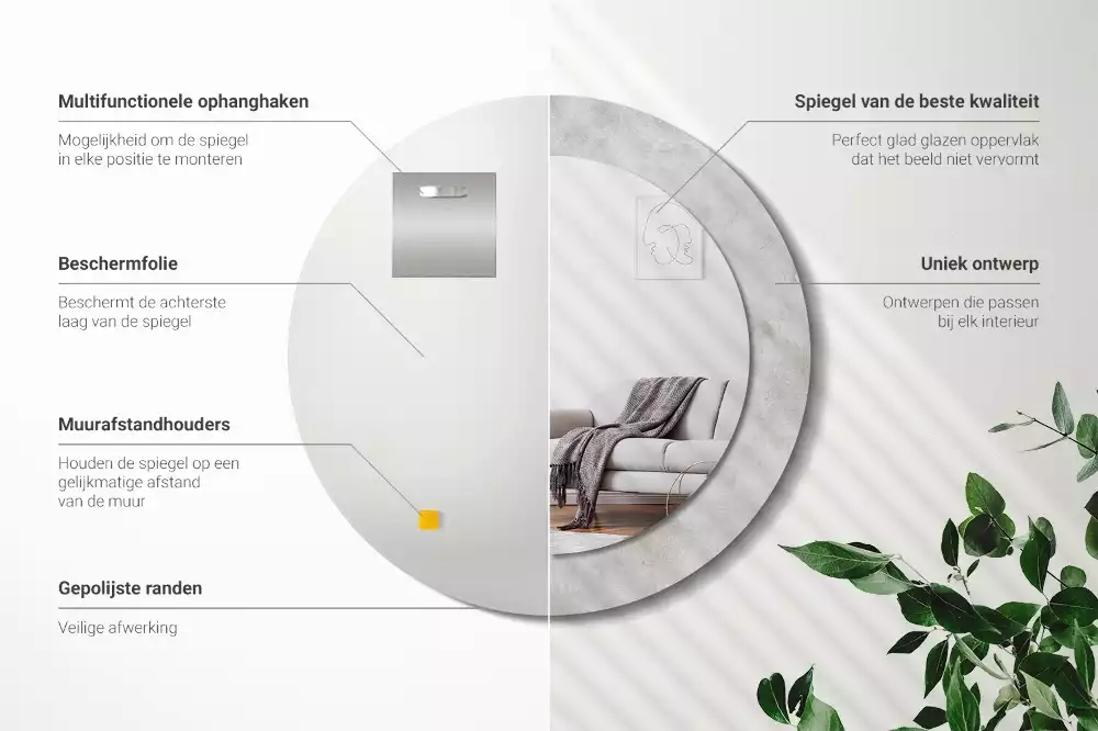 Oglindă rotundă imprimată Textură beton