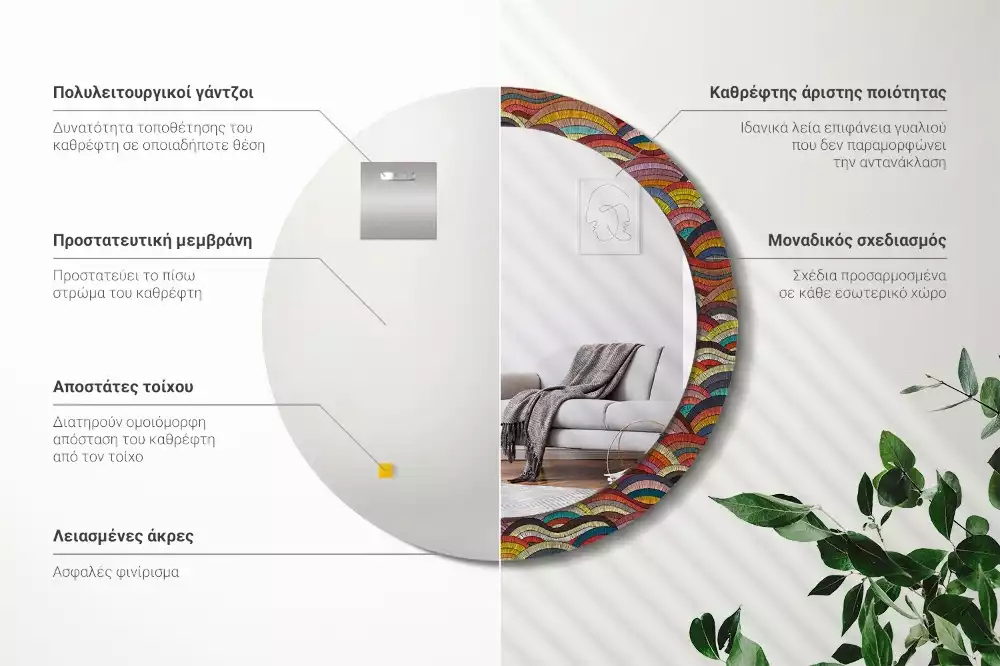 Oglindă cu decor rotundă Ornament