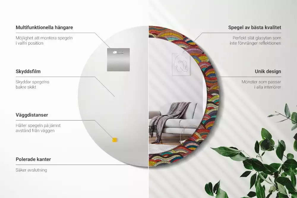 Oglindă cu decor rotundă Ornament