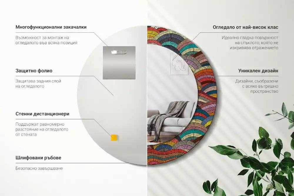 Oglindă cu decor rotundă Ornament