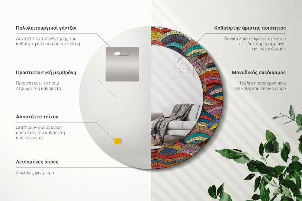 Oglindă cu decor rotundă Ornament