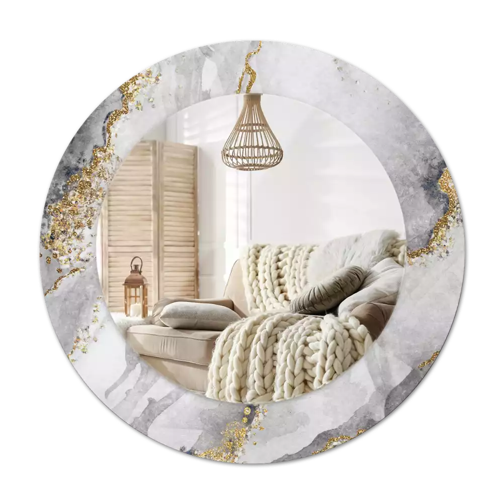 Oglindă cu decor rotundă Model de marmură