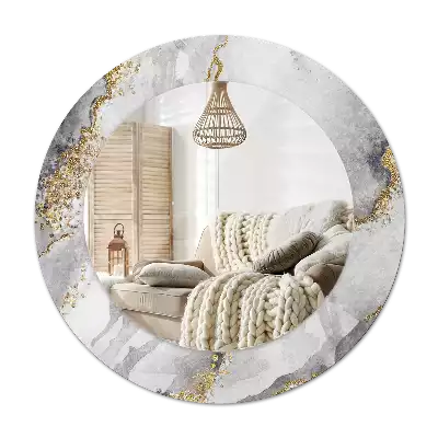 Oglindă cu decor rotundă Model de marmură