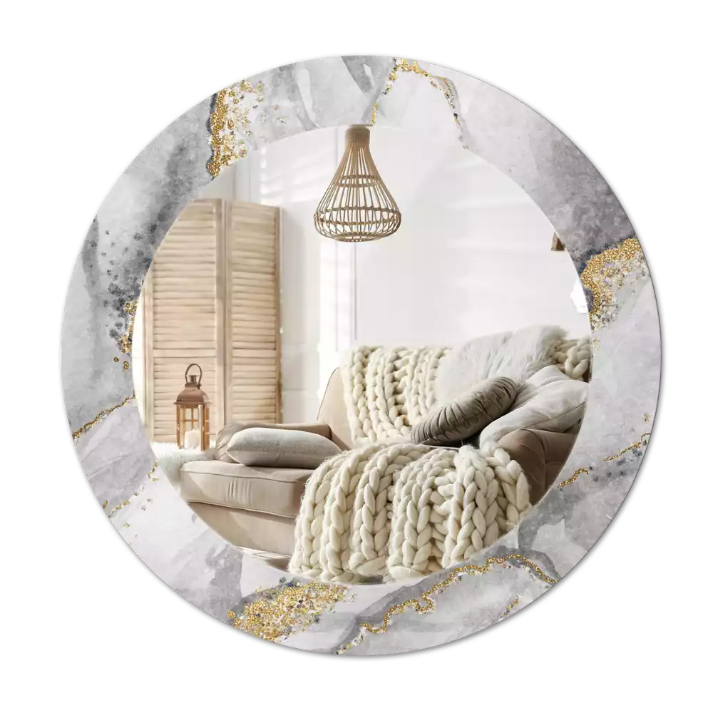 Oglindă cu decor rotundă Model de marmură