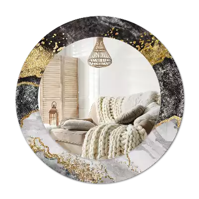 Oglindă rotundă imprimată Marmură stil loft