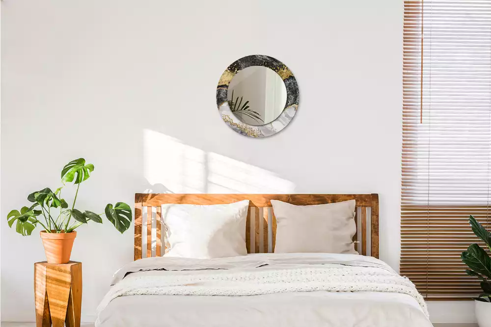 Oglindă rotundă imprimată Marmură stil loft