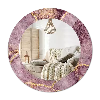 Oglindă rotundă ramă cu imprimeu Imitație marmură