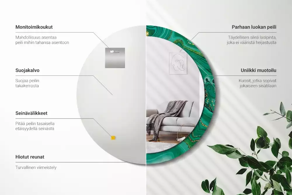 Oglindă rotundă imprimată Marmură agat