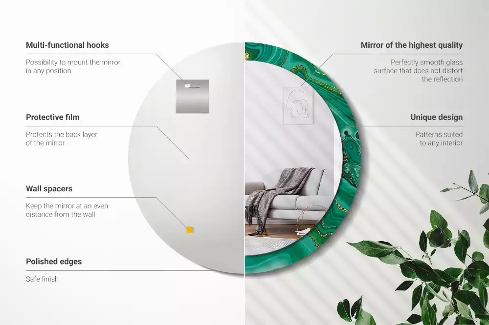 Oglindă rotundă imprimată Marmură agat