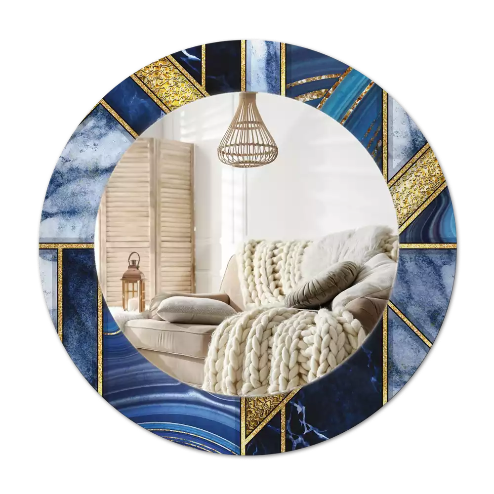 Oglindă cu decor rotundă Marmură modernă