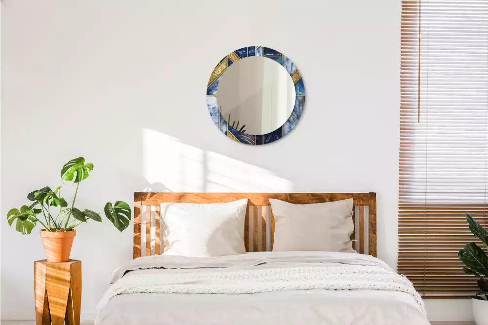 Oglindă cu decor rotundă Marmură modernă