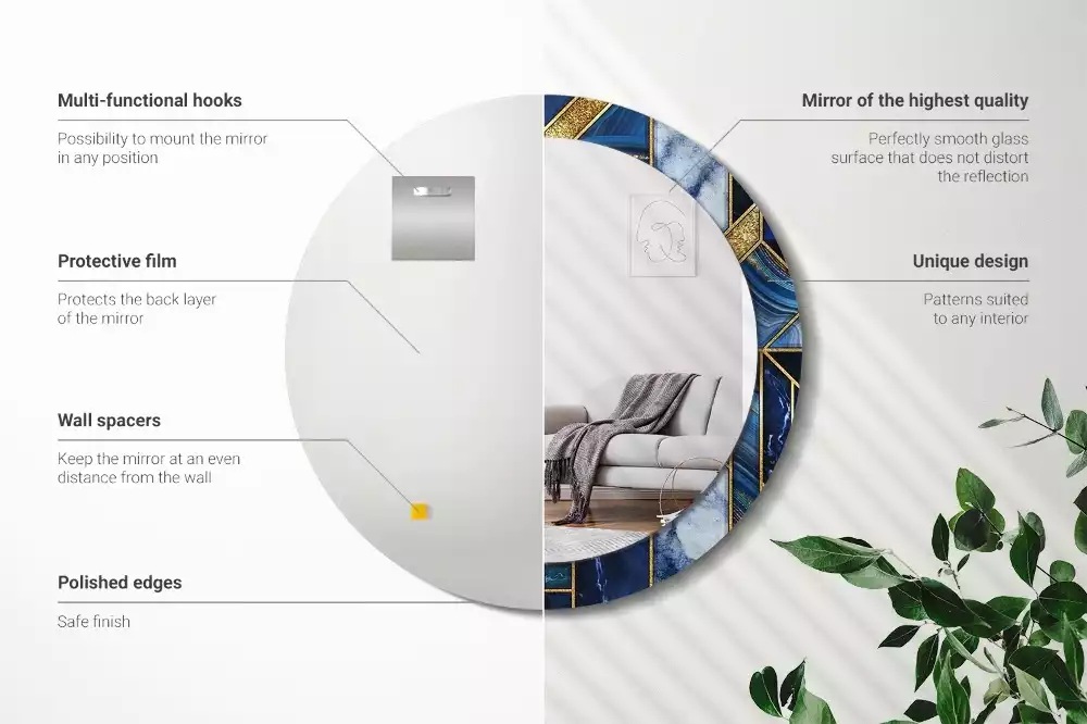 Oglindă cu decor rotundă Marmură modernă