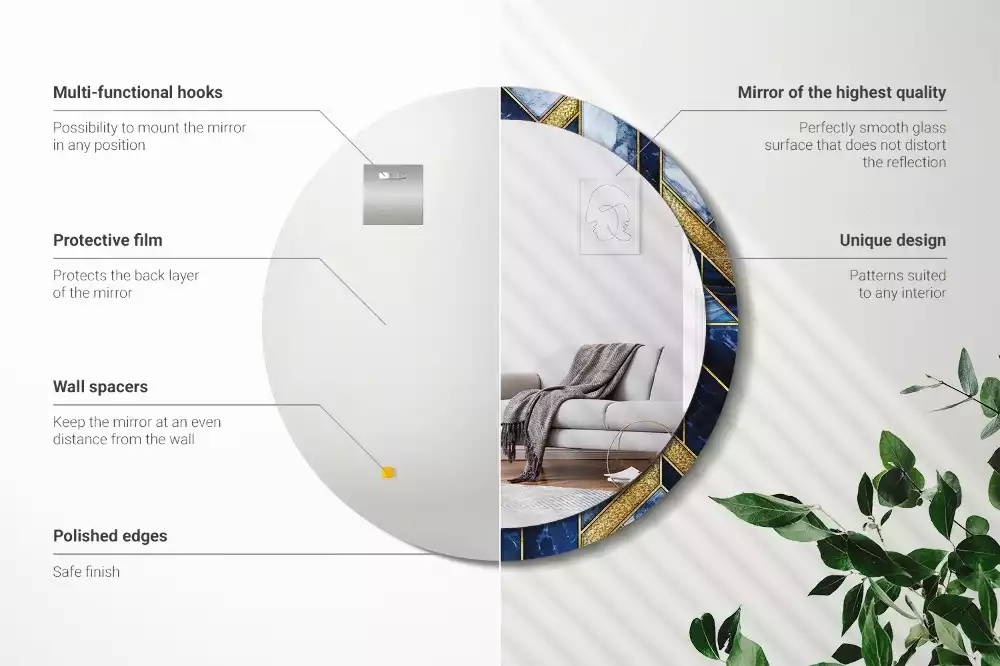 Oglindă cu decor rotundă Marmură modernă