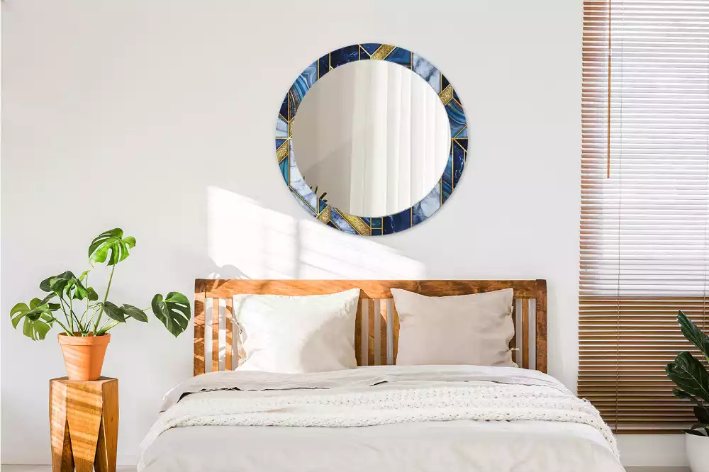 Oglindă cu decor rotundă Marmură modernă