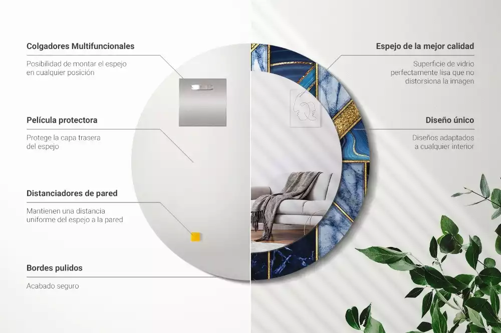 Oglindă cu decor rotundă Marmură modernă